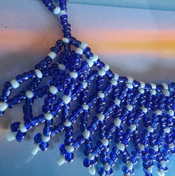 Elegant Blue Beaded Necklace - Picture 2 of 5